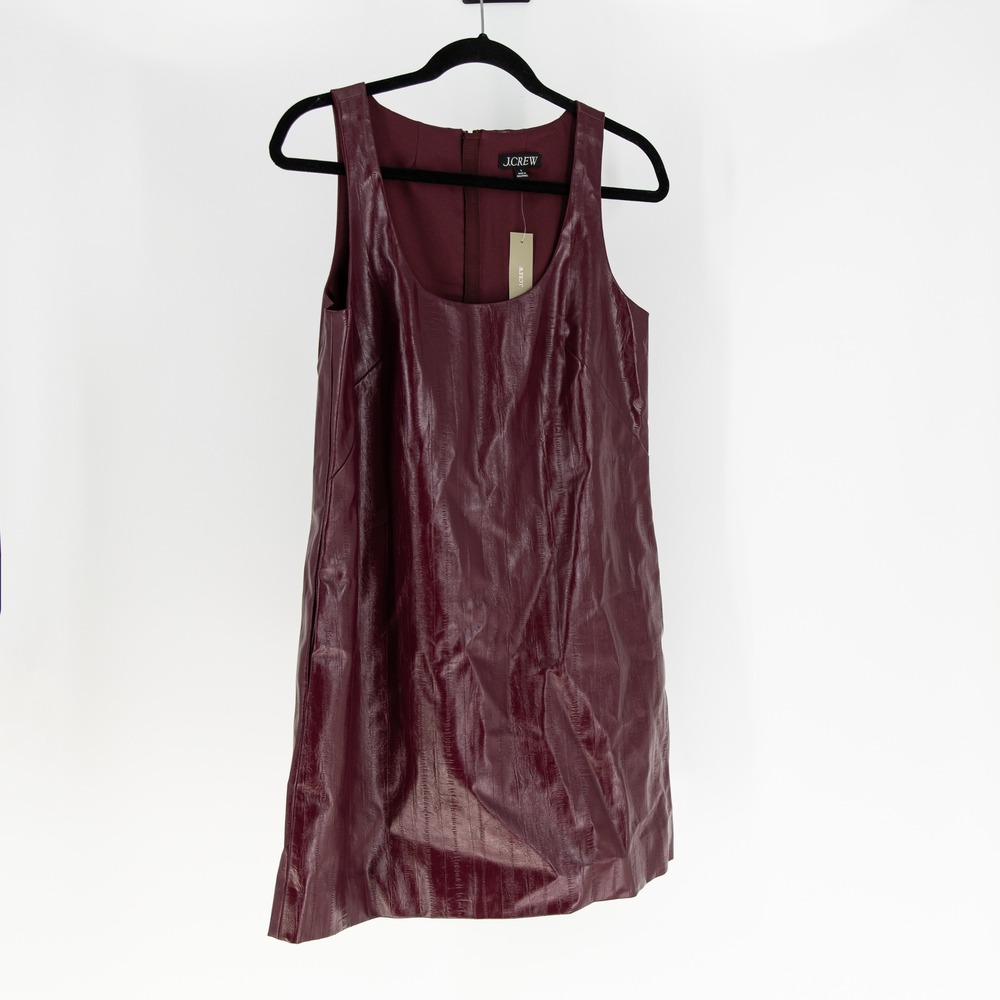 NEW J. Crew Women's Faux Vegan Patent Leather Scoop Neck Sleeveless Mini Dress 8